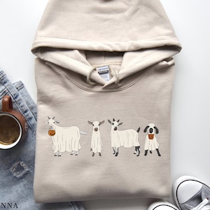 Halloween Hoodie Ghost Goats Hoodie Goat Lover Gift Halloween Pullover Funny Goat Sweatshirt Spooky Season Ghost Shirt Fall Hoodie Etsy Canada