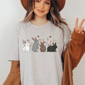 Rabbit Shirt, Bunny Shirt, Easter Shirt for Women, Floral Bunny Shirt, Rabbit Tshirt, Rabbit Lover Gift, Botanical Bunny, Easter Gifts