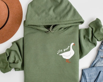 Sudadera con capucha de ganso tonto, sudadera de ganso tonto, suéter divertido, regalo para ella, jersey de ganso, sudaderas con capucha, cuello redondo de ganso, camisa de ganso tonto