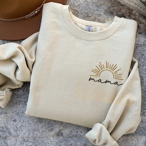 Op maat geborduurd mama-sweater, Moederdagcadeau, mama ronde hals, cadeau voor moeder, mama-trui, mama-shirt, cadeau nieuwe moeder, shirt mama, shirt mama