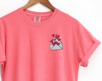 Embroidered Valentines Day Shirt, Comfort Colors Heart Shirt, Love Letter, Cute Valentine Shirt, Love Shirt, Vday Shirt, Valentines Day Gift