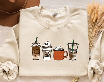 Fall Coffee Sweatshirt, Unisex Fall Pullover, Pumpkin Spice Sweatshirt, Cute Fall Sweater, Womens Fall Fashion Sweater, Coffee Sweatshirt