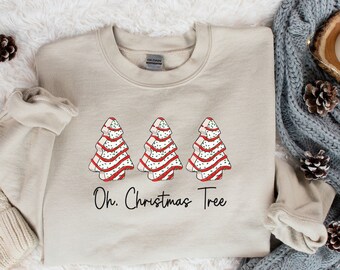 Oh sudadera de árbol de Navidad, sudadera de pastel de Navidad, feliz y brillante, sudadera de árbol de Navidad, feliz Navidad, camisas navideñas de Navidad