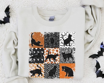 Halloween Cat Sweatshirt, Halloween Crewneck, Black Cat Shirt, Gift for Cat Lover, Halloween Gift, Halloween Shirts, Halloween Sweater