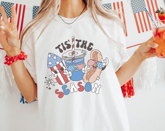 Tis the Season Shirt, Retro 4th of July Shirt, Comfort Colors Tshirt, Patriotic Shirt, Funny Graphic Tee, USA Shirt, America Shirt