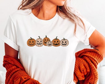 Halloween Shirt, Kürbis Shirt, Jack-o-Lantern Shirt, Halloween Grafik T-Shirt, Gruselige Saison Shirt, Halloween T-Shirt, Herbst Shirts für Frauen