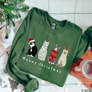 Kerst Kat Sweatshirt, Kerstmis Sweatshirt, Miowy Christmas Sweater, Kat Lover Gift, Kat Shirt, Kat Kerstmis, Kerstmis Crewneck