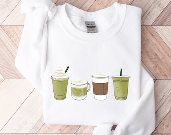 Matcha Sweatshirt, Tea Sweatshirt, Matcha Latte Shirt, Tea Lover Shirt, Unisex Sweatshirt, Tea Lover Gift, Iced Tea, Green Tea Sweatshirt