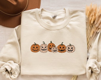 Pumpkin Sweatshirt, Pumpkin Sweater, Jack-o-Lantern Sweatshirt, Halloween Crewneck Sweatshirt, Halloween Sweater, Spooky Season, Fall Shirts