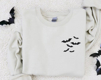 Embroidered Bats Sweatshirt, Halloween Sweatshirt, Its Frickin Bats, Fall Sweatshirt Women, Halloween Crewneck, Ghost Shirt, Spooky Season