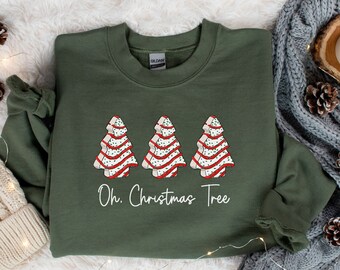 Oh sudadera de árbol de Navidad, sudadera de pastel de Navidad, feliz y brillante, sudadera de árbol de Navidad, feliz Navidad, camisas navideñas de Navidad