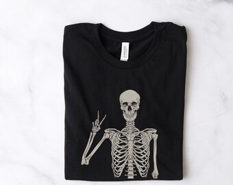 Camisa Esqueleto, Camiseta Esqueleto, Camisa Halloween, Camisa Divertida de Halloween, Signo de Paz Esqueleto, Camisa Otoño, Feliz Halloween, Truco o Trato