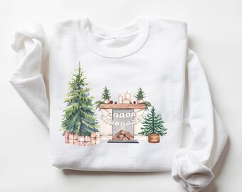 Sweat-shirt de Noël, Col rond de Noël, Pull de Noël, Sweat-shirt d’arbre de Noël, Sweat-shirt d’hiver, Sweat-shirt de Noël pour femmes