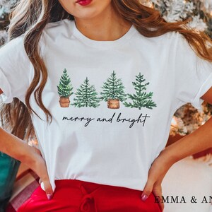 Merry and Bright Shirt, Womens Christmas Shirt, Christmas Tree Shirt,Xmas Shirt, Cute Christmas Shirt, Merry Christmas Shirt, Christmas Gift