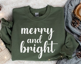 Sweat-shirt de Noël, Chemise joyeuse et lumineuse, Pull de Noël, Tee-shirt de Noël, Crewneck de Noël, Chemise de Noël, Sweat-shirt joyeux