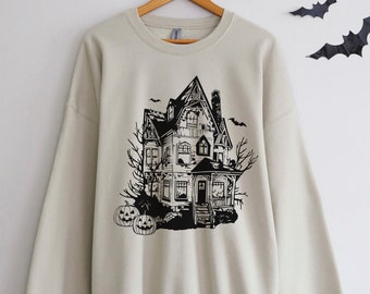 Halloween Sweatshirt, Haunted House Sweatshirt, Spooky Sweatshirt, Halloween Sweater, Fall Sweatshirt, Halloween Gift, Halloween Crewneck