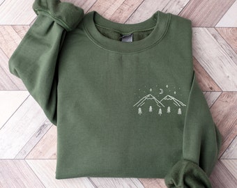 Mountain Sweatshirt, Hiking Crewneck, Outdoor Adventure Shirt, Nature Sweatshirt, Camping Pullover, Hiker Gift, Scenic Mountain Shirt