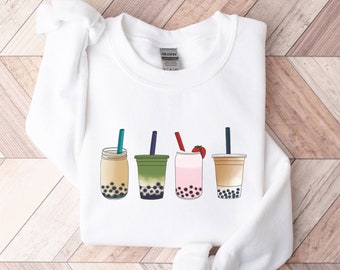 Boba Sweatshirt, Bubble Tea Sweatshirt, Gift for Tea Lover, Bubble Tea Shirt, Tea Crewneck Sweatshirt for Women, Tea Lover Shirt