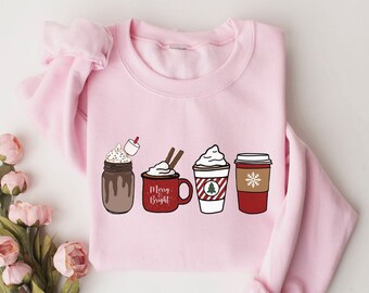 Christmas Coffee Sweatshirt, Hot Chocolate Sweatshirt, Christmas Sweater, Coffee Lover, Christmas Sweatshirt for Women, Holiday Sweatshirt