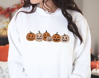 Pumpkin Sweatshirt, Pumpkin Sweater, Halloween Hoodie, Jack-o-Lantern Sweatshirt, Halloween Crewneck Sweatshirt, Spooky Season, Fall Shirts
