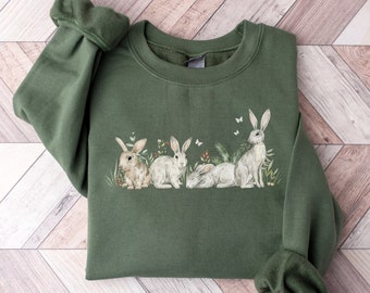 Easter Sweatshirt, Womens Easter Shirt, Rabbit Sweatshirt, Bunny Sweatshirt, Easter Sweater, Easter Gift, Happy Easter Shirt, Rabbit Shirt