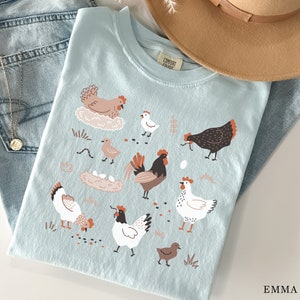 Boho Chicken Shirt, Comfort Colors, Backyard Chickens Tee, Farm Animal Shirt, Cottagecore Clothing, Chicken Lover Gift, Crazy Chicken Lady