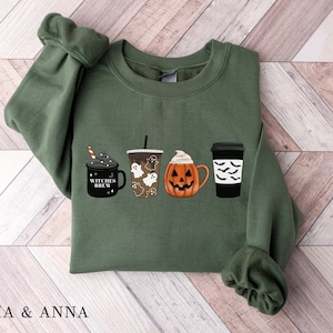 Halloween Sweatshirt, Fall Coffee Sweatshirt, Halloween Coffee Sweatshirt, Halloween Sweater, Halloween Crewneck, Pumpkin Spice Shirt