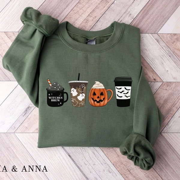 Halloween Sweatshirt, Fall Coffee Sweatshirt, Halloween Coffee Sweatshirt, Halloween Sweater, Halloween Crewneck, Pumpkin Spice Shirt