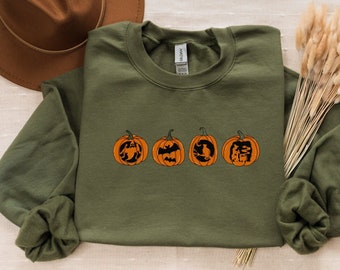 Pumpkin Sweatshirt, Pumpkin Sweater, Jack-o-Lantern Sweatshirt, Halloween Crewneck Sweatshirt, Halloween Sweater, Spooky Season, Fall Shirts