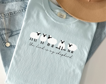 Comfortkleuren religieus shirt, de heer is mijn herder, christelijk shirt, shirt bijbelvers, shirt geloof, christelijke kleding, christelijk cadeau