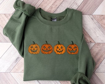 Pumpkin Sweatshirt, Pumpkin Sweater, Jack-o-Lantern Sweatshirt, Halloween Crewneck Sweatshirt, Halloween Sweater, Spooky Season, Fall Shirts