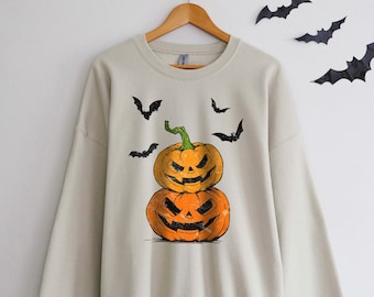 Halloween Sweatshirt, Pumpkin Sweatshirt, Spooky Sweatshirt, Vintage Halloween Sweater, Fall Sweatshirt, Halloween Gift, Jack-o-Lantern