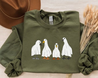 Halloween Sweatshirt, Ghost Ducks Sweatshirt, Duck Lover Gift, Halloween Sweater, Halloween Crewneck, Ghost Shirt, Spooky Season, Duck Shirt