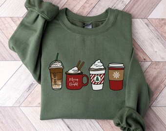 Christmas Coffee Sweatshirt, Cute Christmas Sweatshirt, Christmas Sweater, Christmas Sweatshirt for Women, Cozy Holiday Sweatshirt