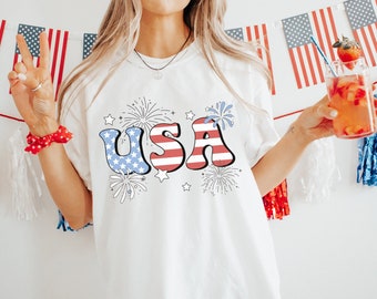 Retro USA Comfort Colors Shirt, 4th of July Shirt, Funny Fourth of July, Oversized Tshirt, America Shirt, Patriotic Shirt, Independence Day