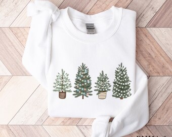 Sudadera de Navidad para mujer, cuello redondo de Navidad, suéter de Navidad, sudadera de árbol de Navidad, camisas de Navidad, camisa de vacaciones