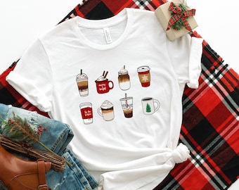 Camisa de café de Navidad, Camisas de Navidad, Camisa de Navidad para Mujeres, Camisa de Navidad, Camiseta de Navidad, Camiseta de Navidad, Regalos de Navidad