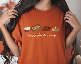 Camicia Happy Thanksgiving da donna, Camicia per torta, T-shirt del Ringraziamento, Camicia Donna del Ringraziamento, Camicie natalizie, Camicia cibo del Ringraziamento