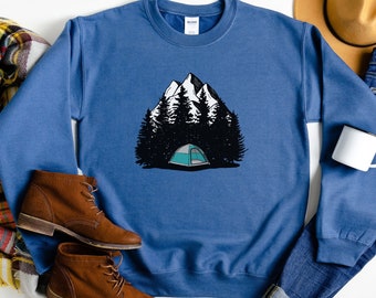 Wandelen Sweatshirt, Mountain Crewneck Sweatshirt, Camping Trui, Mountain Trui, Outdoors Shirt, Cadeau voor natuurliefhebber, Mountain Shirt