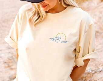 Embroidered Beach Shirt, Beach Tshirt, Comfort Colors Shirt, Ocean Lover Gift, Sunshine Shirt, Vacation Shirts, Oversized Summer Shirt