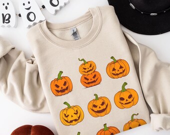 Pumpkin Sweatshirt, Pumpkin Sweater, Jack-o-Lantern Sweatshirt, Halloween Crewneck Sweatshirt, Halloween Sweater, Spooky Season, Fall Shirts