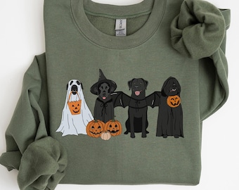 Black Labrador Halloween Sweatshirt, Ghost Dogs Sweatshirt, Halloween Dog, Halloween Shirts, Fall Sweater, Spooky Season, Dog Lover Gift