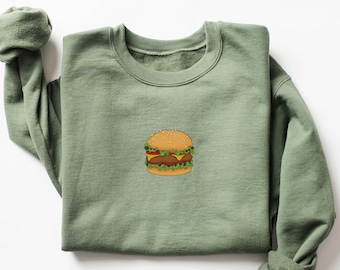 Chemise à hamburger, sweat-shirt hamburger, chemise de nourriture mignonne, chemises de nourriture, chemise de nourriture drôle, chemise cheeseburger, pull de nourriture, chemise gastronomique