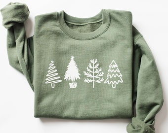 Sweat-shirt de Noël, Col rond de Noël, Pull de Noël, Sweat-shirt d’arbre de Noël, Sweat-shirt d’hiver, Sweat-shirt de Noël pour femmes