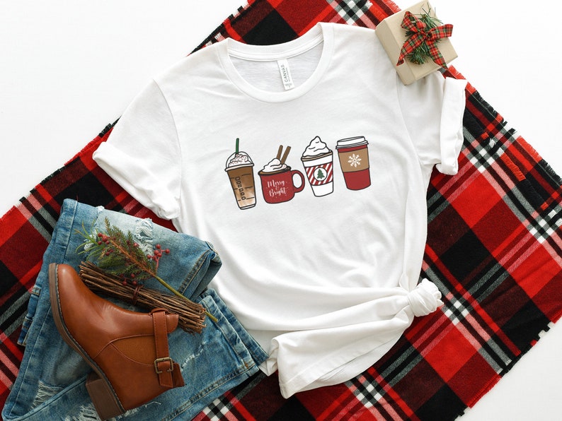 Christmas Coffee Shirt Cute Christmas Shirt Holiday Shirt White