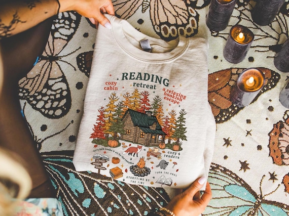 Reading Retreat Sweatshirt, Fall Bookish Sweatshirt, Cozy Reader Sweatshirt, Fall Crewneck, Book Lover Gift, Book Club Shirt, Reading Season