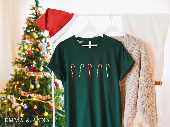 Candy Cane Shirt, Christmas Christmas Tee, Shirt - Christmas Ladies Holiday Etsy Graphic Shirt, T-shirt, Women, for Christmas Shirts