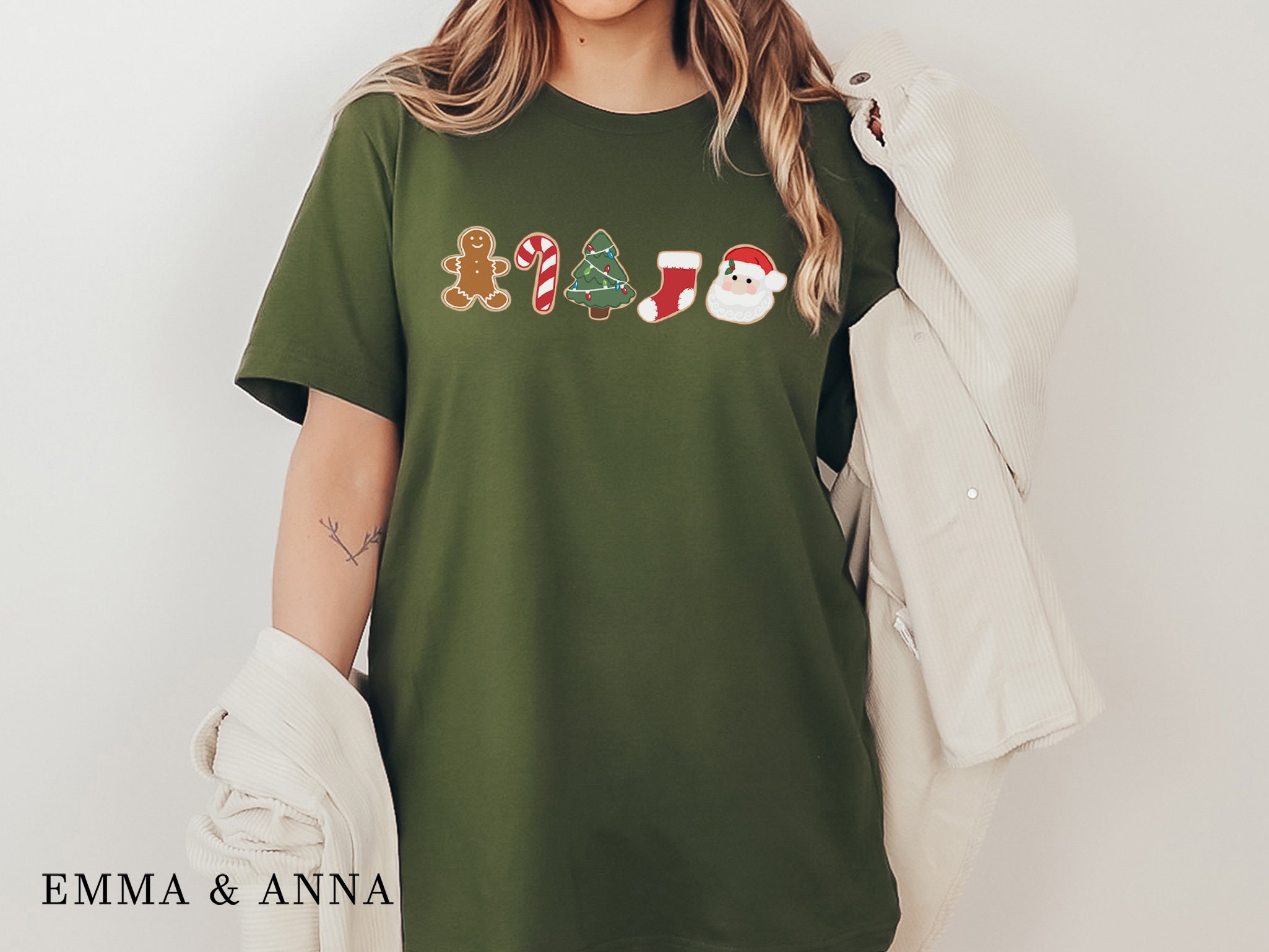 Womens Cookie Christmas Claus Santa Christmas Shirt, Cane, - Candy Etsy Shirt, Shirt, Shirt Christmas Shirts, Gingerbread Shirt, Tree Christmas