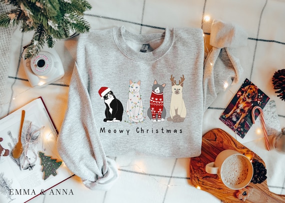 Cat themed christmas sweater discount