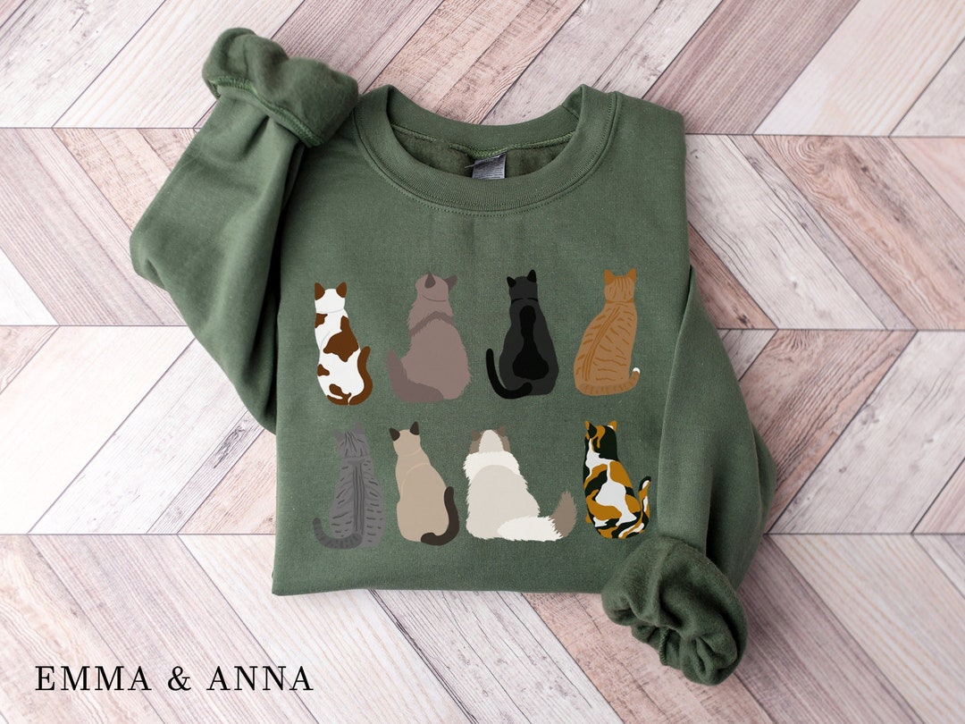 Cat Sweatshirt Cat Sweater Cat Crewneck Sweatshirt Cat Etsy